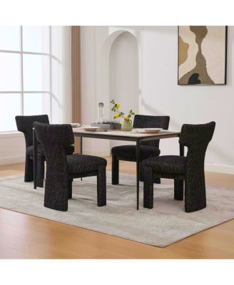 Modern Chenille Dining Chair Set of 4, Armless Curved Back Accent Chairs
