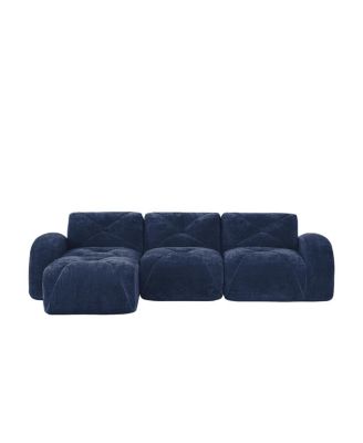 Streamdale L-shaped Velvet Sofa with Movable Ottoman