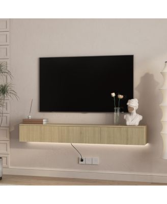 Floating TV Stand with 16 Color LEDs, Modern Entertainment Center