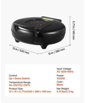 12 Inch Electric Pizza Oven, 1200W Pizza Maker with Nonstick Plate and Adjustable Temperature