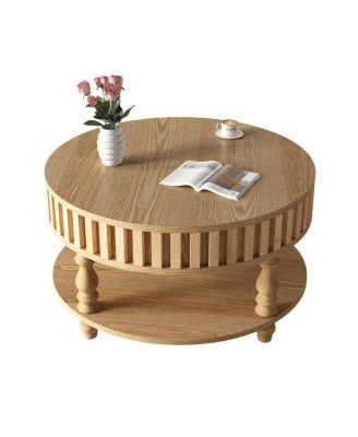 Mid-Century Modern Fluted Coffee Table with Storage