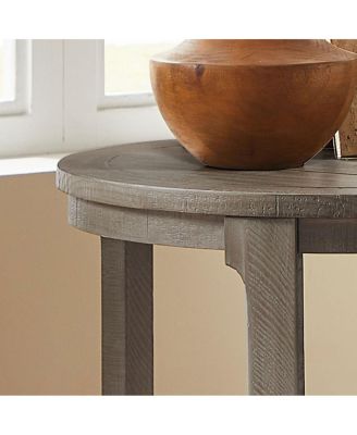 24" 2PC Curved Round Wooden Coffee Table Set, Mid Century Rustic Side/End Table