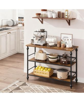 43" Console Table 3-Tier Entryway Narrow Sofa Side Shelves Living Room Hallway Bedroom Rustic Brown