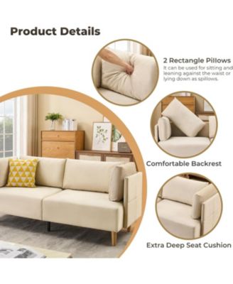 76 Inch Loveseat Sofa Modern Velvet Two Seat Couch for Living Room Deep Seat Armrest Pillows Bedroom Office