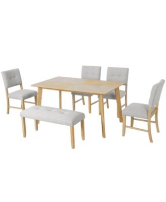 Farmhouse Dining Set with 4 Chairs & Bench