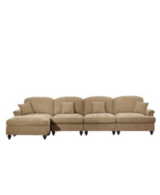 Chenille Sectional Sofa with Ottoman