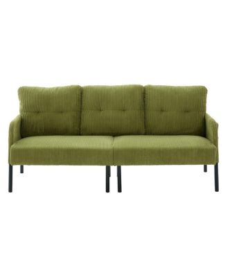 Oversized Corduroy Loveseat Sofa with Metal Legs & Side Pockets