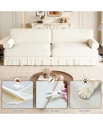 74" Luxuriously Comfortable 3-Seater Cloud Couch, Chenille Sofa with Rolled Arms & Skirt