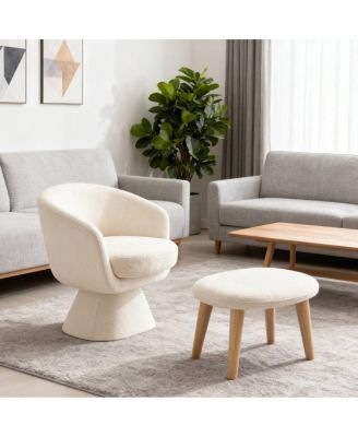 Lazy Chair with Ottoman, Modern Lounge Accent Chair, Upholstered Sofa Chair