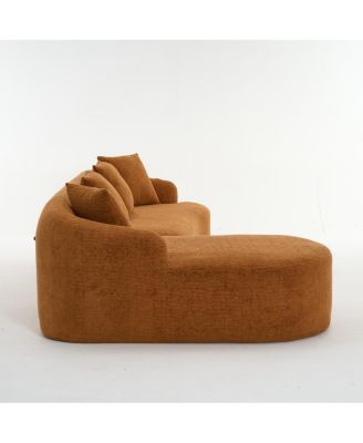 Boneless L-Shape Sectional Sofa with Curved Chaise, Modular Chenille Couch