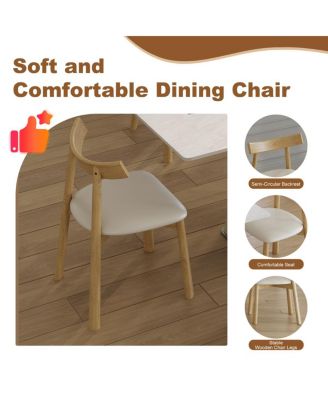 Retractable Rock Slab Dining Table Set, 7-Piece Expandable Table with 6 Chairs & Leather Base