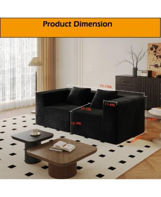 Plush Corduroy Modular Sectional Sofa - Flexible, Comfortable, No Assembly