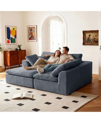 Modern L-Shaped Sectional Sofa with Chaise Lounge, Corduroy Couch