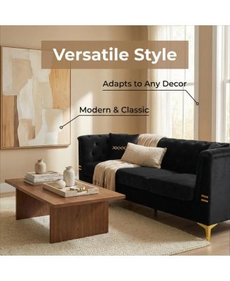 Contemporary Faux Sherpa Sofa with Gold Metal Accents