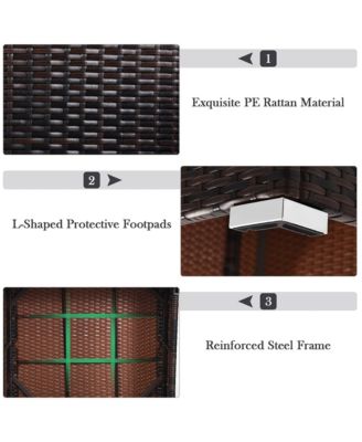 4PCS Patio Rattan Furniture Set Sofa Ottoman Cushion Garden Deck