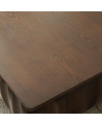 Square Lift-Top Table with Solid Wood Frame and Hidden Storage