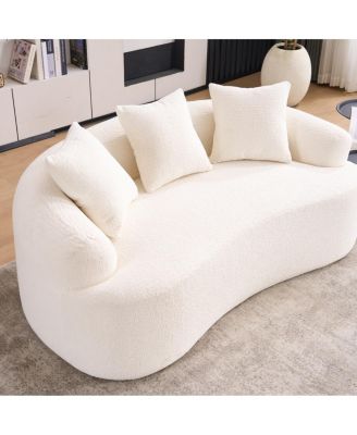 Streamdale Compact Chenille Sofa with 3 Decorative Pillows