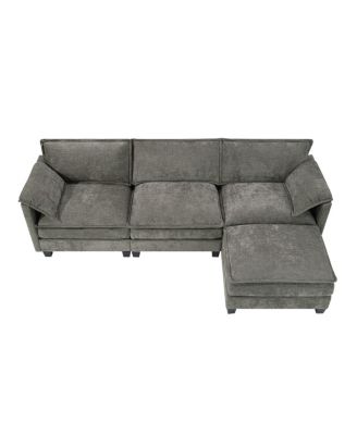 L-shaped sofa with storage, cotton-linen velvet, 3-seater, living room/office