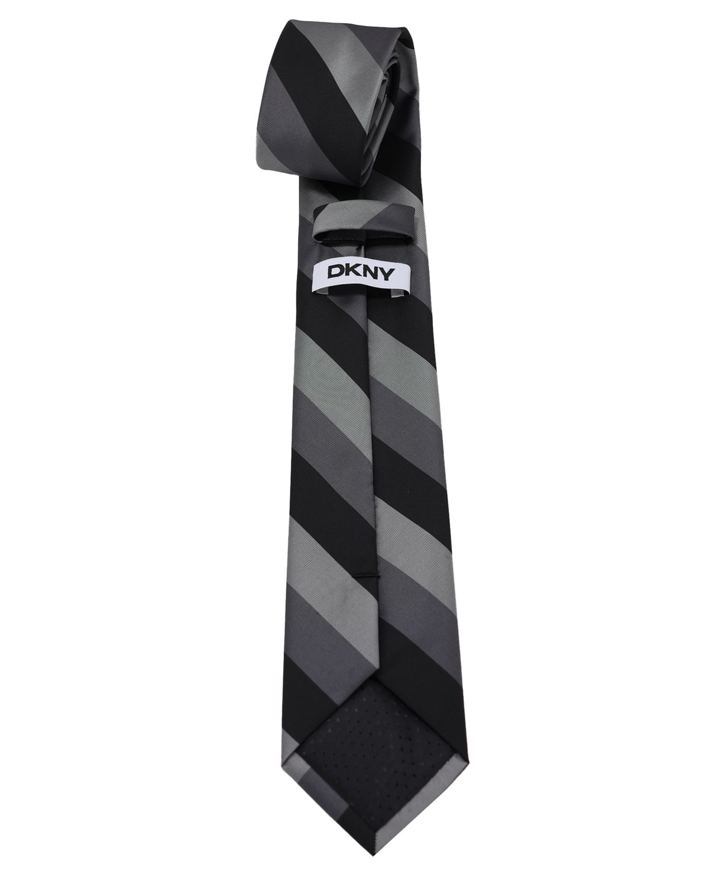 Мужские галстуки DKNY Slim Design Striped Neck Tie, цвет: Чёрный / Серый — фото 3
