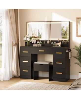 45.9" Makeup Vanity Desk with Large Lighted Mirror, Easy to Assemble