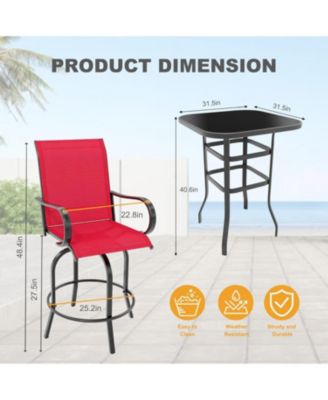 3 PCS Patio Swivel Bar Stools Set, 3 Piece Swivel Outdoor Table and Chairs Bar Set, All Weather Textile Fabric Outdoor High Stool Bistro Set