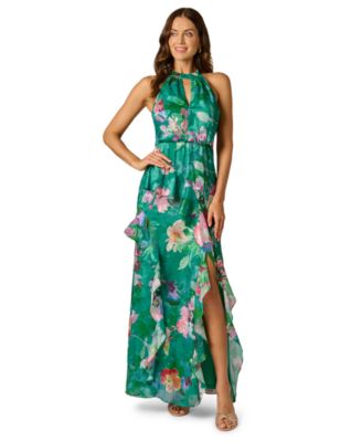 Women's Printed Halter Neck Maxi Dress
