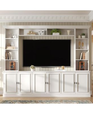 97.4"W 4-Piece Wall Unit Entertainment Center with Bookshelf for TVs Up to 70".