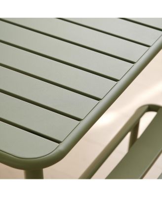 Sella long green outdoor dining table for villa, courtyard, balcony, garden