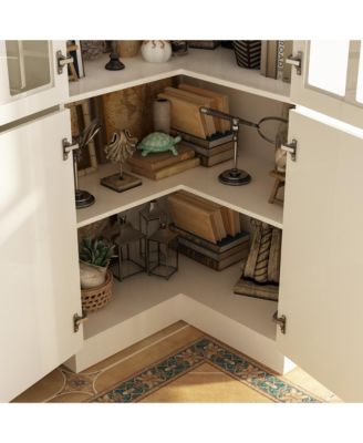 5-Shelf Wood Corner Standard Bookcase with Adjustable Shelves