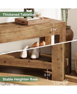 47.24" Solid Wood Entryway Bench, 2-Tier Narrow Rustic Wooden Shoe Bench