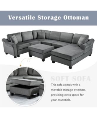 U-Shaped Sectional Sofa with Ottoman