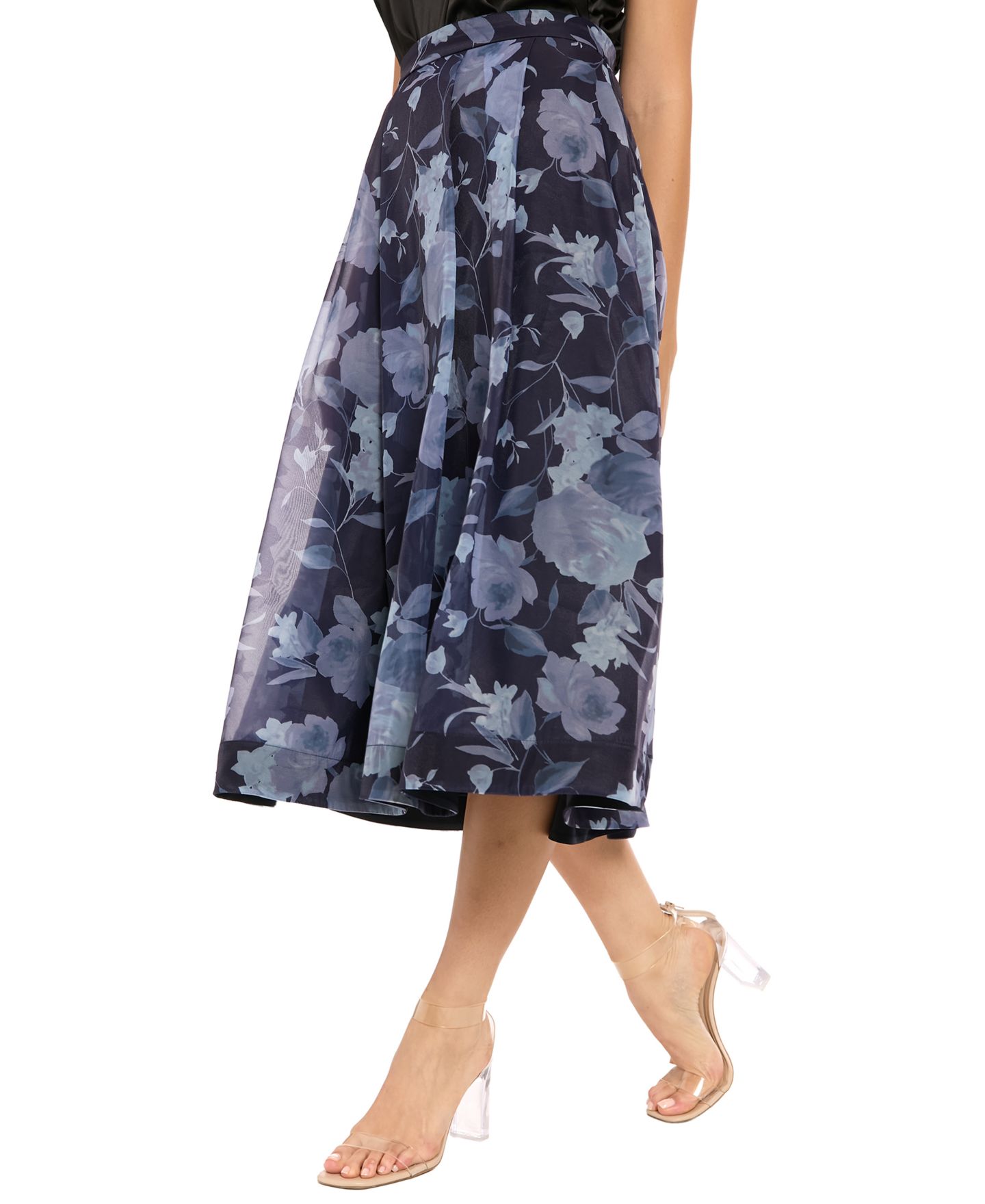Женская юбка Muse Pleated Printed Midi, цвет: Тёмно-синий / Синий — фото 2