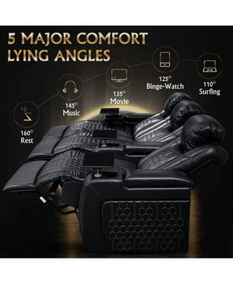 Streamdale 93.3" Power Recliner 3 PC, Top-Grain Nappa, Smart Charging, RGB LED