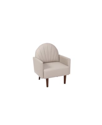 Shell armchair with PU leather and wooden legs