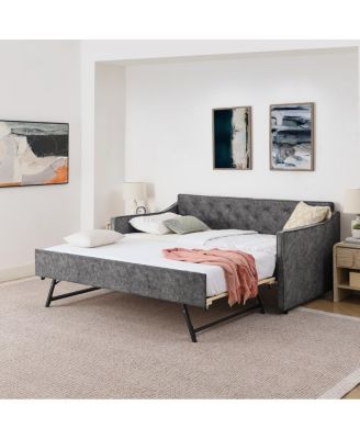 Twin Upholstery DayBed with Pop-up Trundle & USB Charging