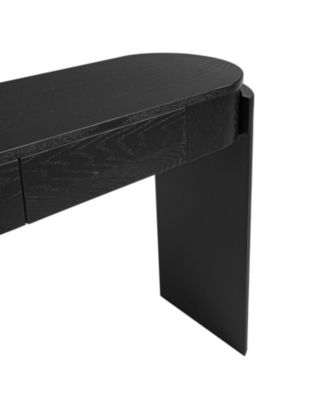 Storage Cabinet Console with Fluted Design, Oval Top and 2 Drawers