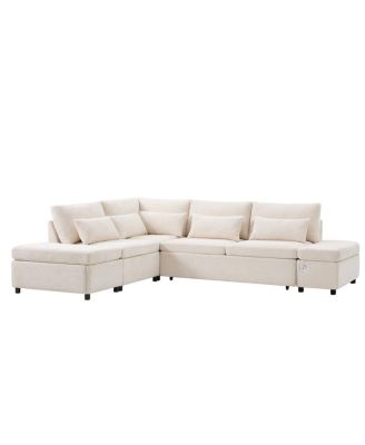 Streamdale 107" Sectional Sleeper Sofa Bed with Pull Out Couch, L-shaped, USB/Type-C Charging