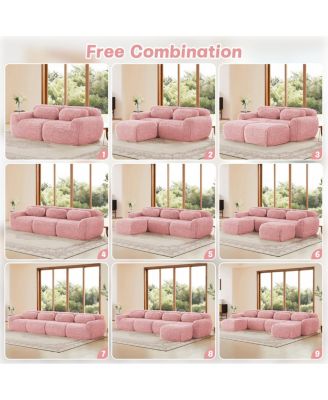 149" Plush Boneless Sofa with Ergonomic Design, Free Combination Buckle