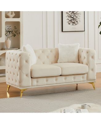 Modern Luxury Velvet Sofa with Chesterfield Quilted Accents & Pillows