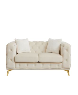 Modern Luxury Velvet Sofa with Chesterfield Quilted Accents & Pillows