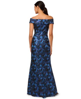 Women's Jacquard Off-The-Shoulder Gown