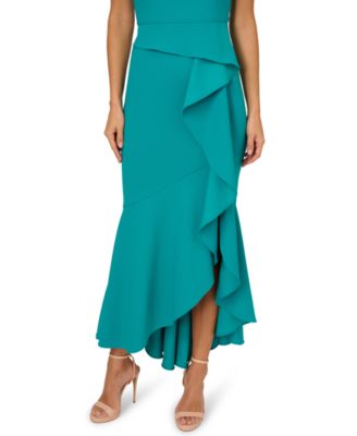 Women's Beaded One-Shoulder Crepe Gown