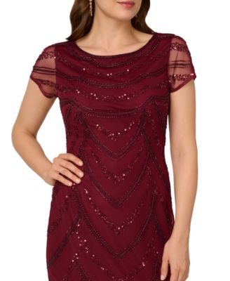 Women's Beaded Cap-Sleeve Sheath Dress