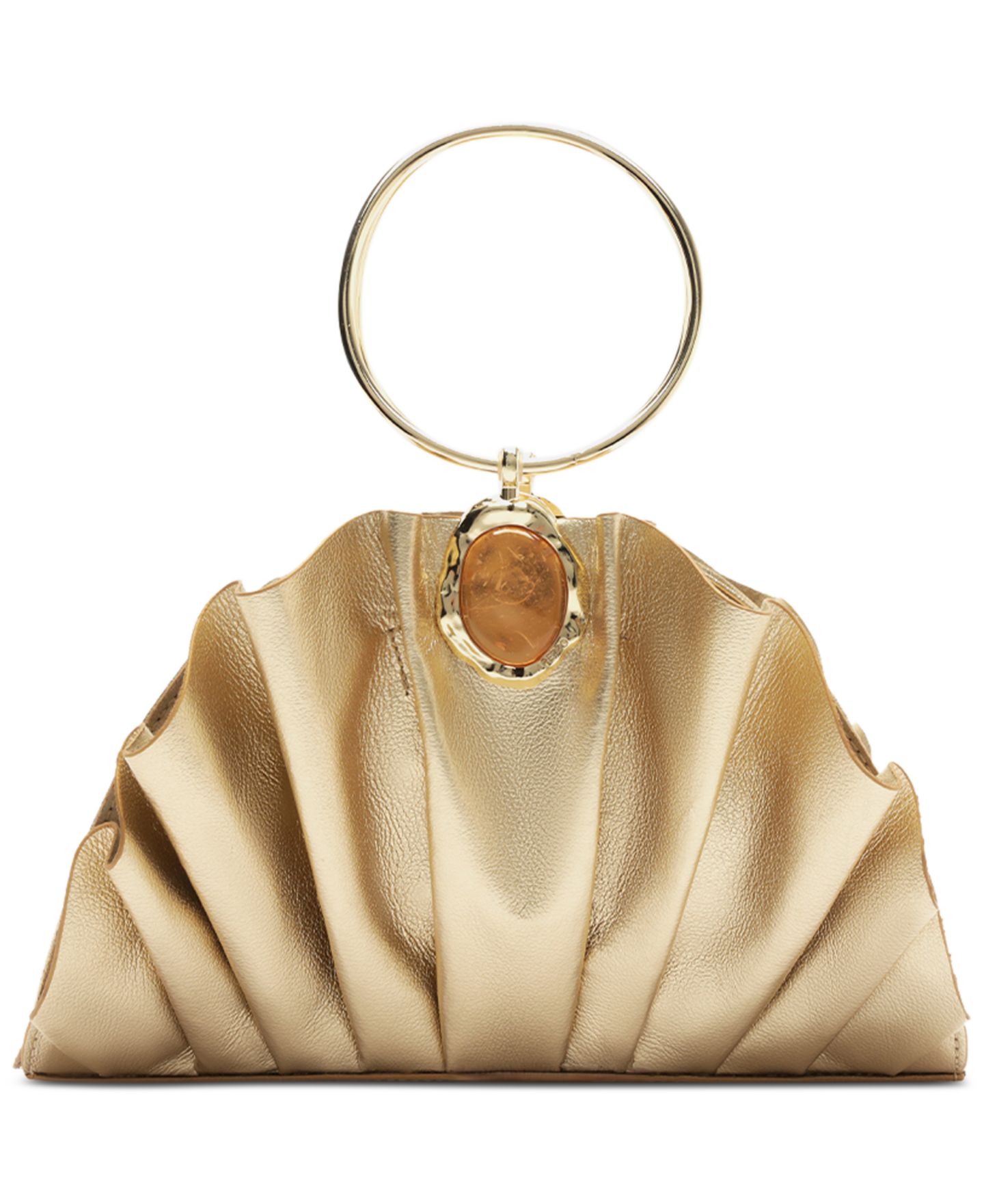 Женский клатч Arezzo Ravena Small Gold-Tone Ring Handle Clutch, цвет: Platino — фото 1