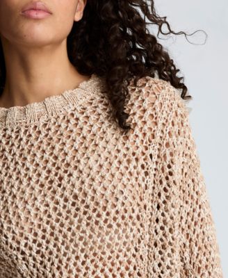 Women's Two Tone Open Stitch Pull-On Top