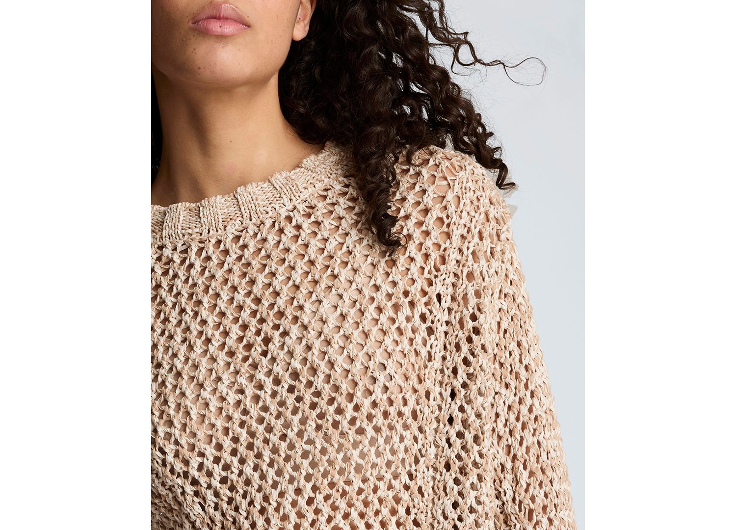 Women's Two Tone Open Stitch Pull-On Top