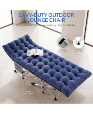 2-Piece Folding Bed Camping Cots with Removable Cotton Mattress (2 in a set), 600 lbs