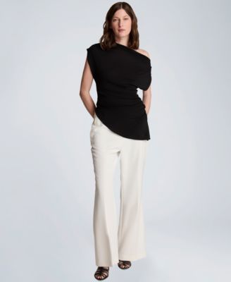 Women's Asymmetrical Drape Short-Sleeve Top