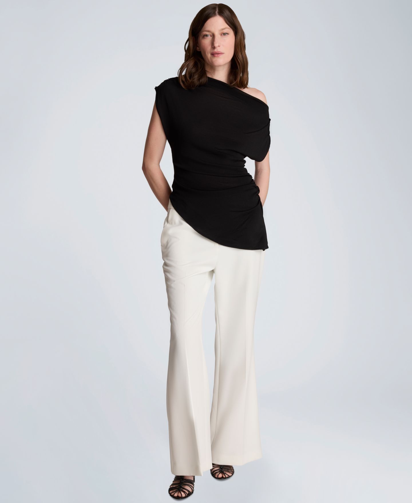 Женский топ Kenneth Cole Asymmetrical Drape Short-Sleeve, цвет: Чёрный — фото 7