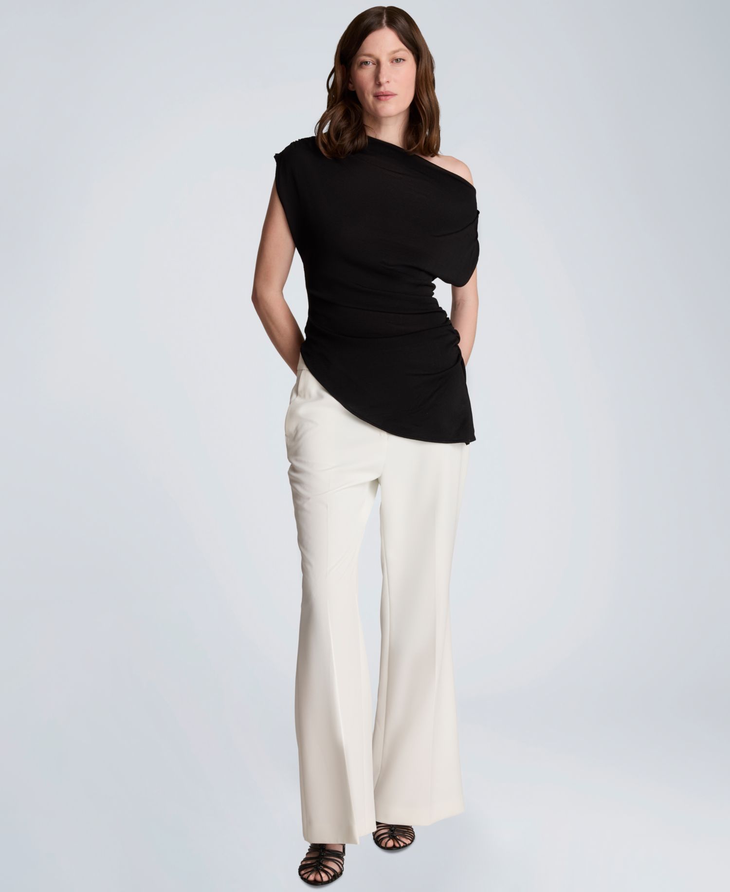Women's Asymmetrical Drape Short-Sleeve Top